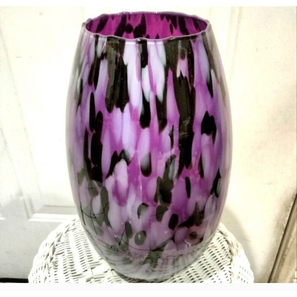 Watra Alicjaglass Purple Oval Vase Handmade In Poland 15” Tall Violet Hand Made